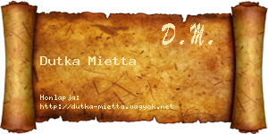 Dutka Mietta névjegykártya